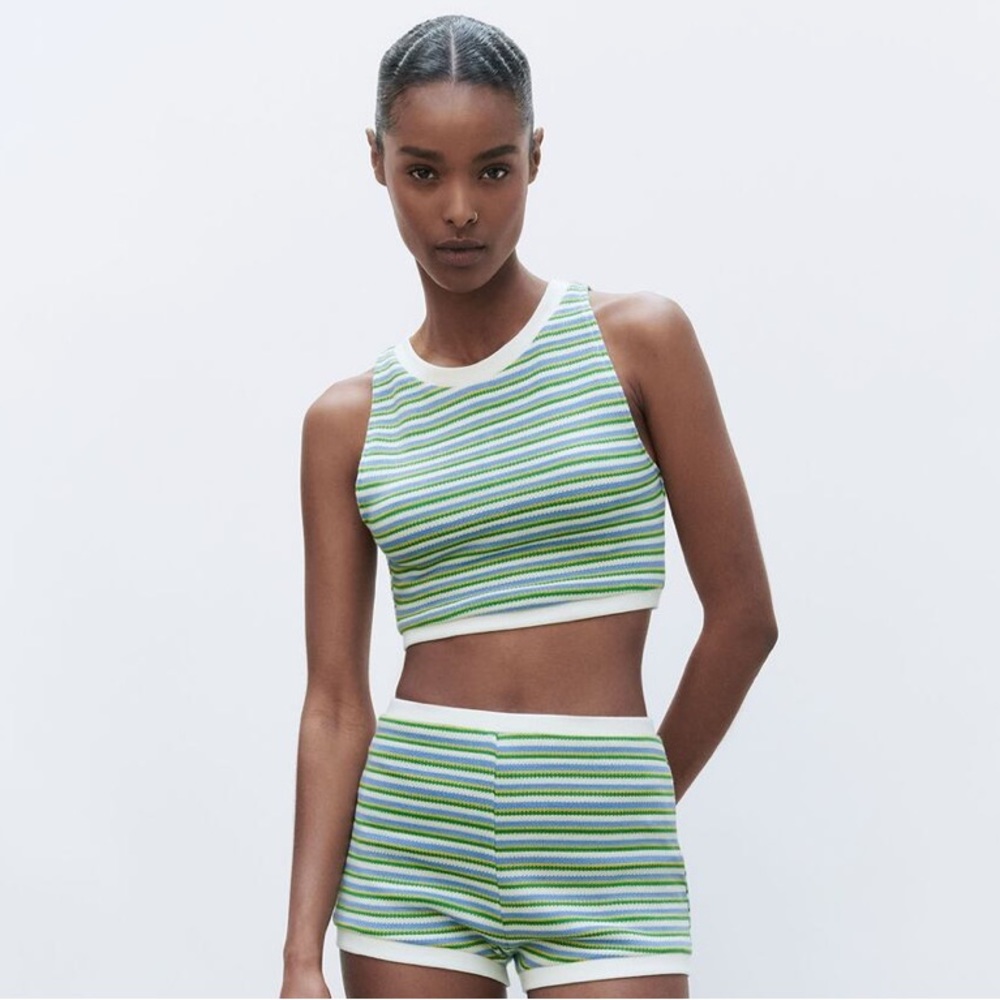 Zara Striped Jacquard Top